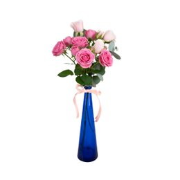 Imagem de Garrafinha Decorativa com Mini Rosas Rosadas