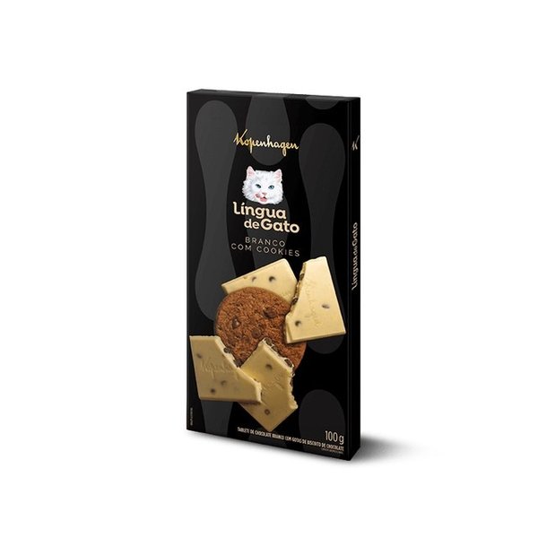 Tablete Língua de Gato Branco com Cookies 100G