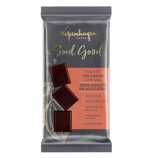 Tablete 70% Cacau Com Nibs Soul Good 30G