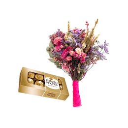 Imagem de Buquê de Flores Secas com Chocolate