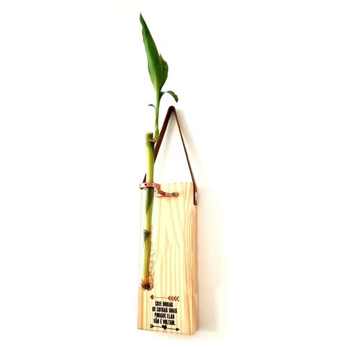 Bambu da Sorte com Bloco de Madeira para Pendurar