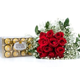 Imagem de Buque Rosas Itália com Ferrero