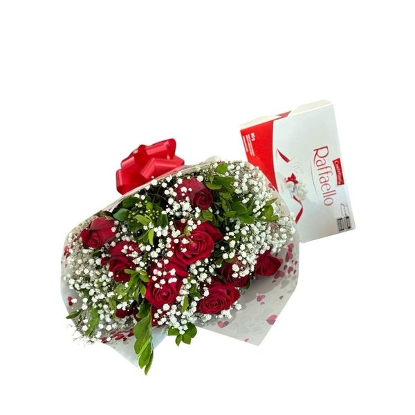 Lindo Buquê de Rosa Vermelhas com Folhagem