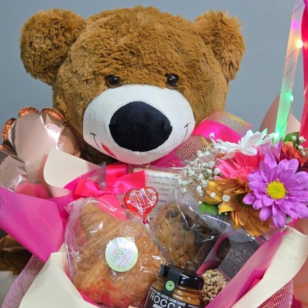 Presente com Urso Apaixonado Café da Manhã Artesanal 