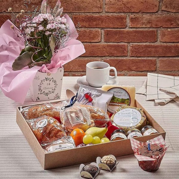 Cesta de Café da Manhã Senhorita Muffin Flor