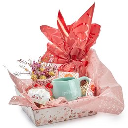 Imagem de Cesta Presente com Chá Chocolate e Flores Secas