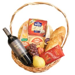 Imagem de Cesta Premium de Queijos e Vinho