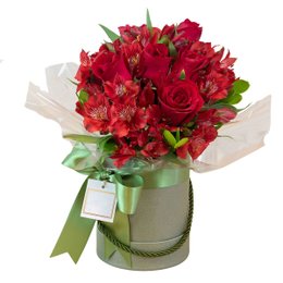 Imagem de Arranjo de Rosas e Astromélias Vermelha Box Grenoble