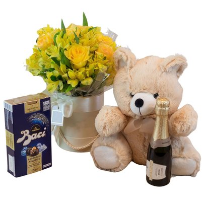 Kit Presente Grenoble Amarelo Urso, Baci e Chandon