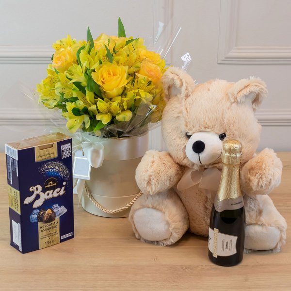 Kit Presente Grenoble Amarelo Urso, Baci e Chandon