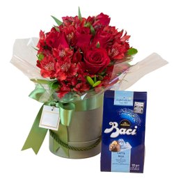 Imagem de Kit Rosas Vermelhas e Bombons Baci ao Leite