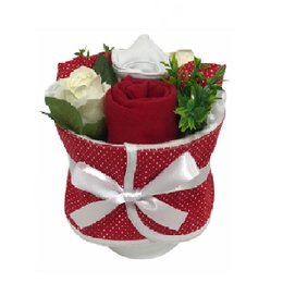 Imagem de Presente Bebê Buquê Vermelho Poá Branco