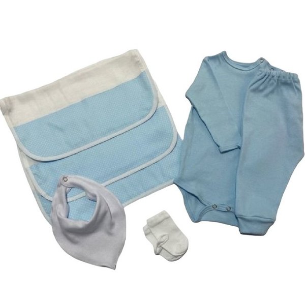 Presente Bebê Buquê Azul Poá Branco
