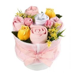 Imagem de Presente Bebê Buquê Rosa Listrado