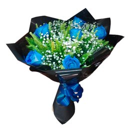 Imagem de Buquê com 6 Rosas Azuis