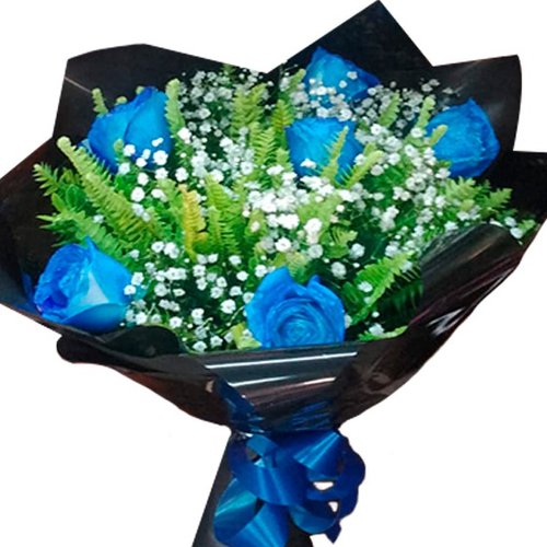 Buquê com 6 Rosas Azuis