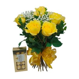 Imagem de Buquê Rosas Amarelas e Ferrero Rocher
