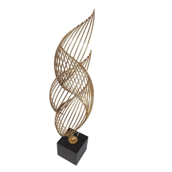 Escultura Abstrata em Metal Dourado 