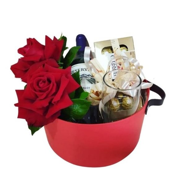 Box Vermelho com Rosas Colombianas 