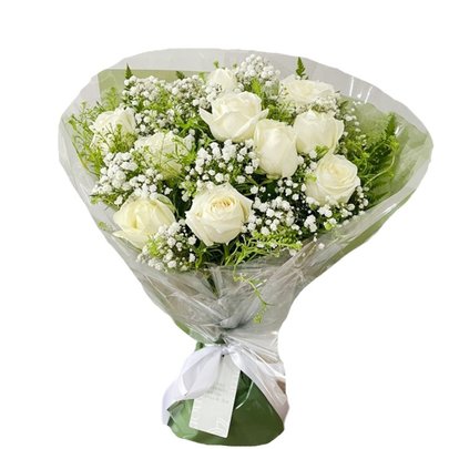 Lindo Buquê de 10 Rosas Brancas