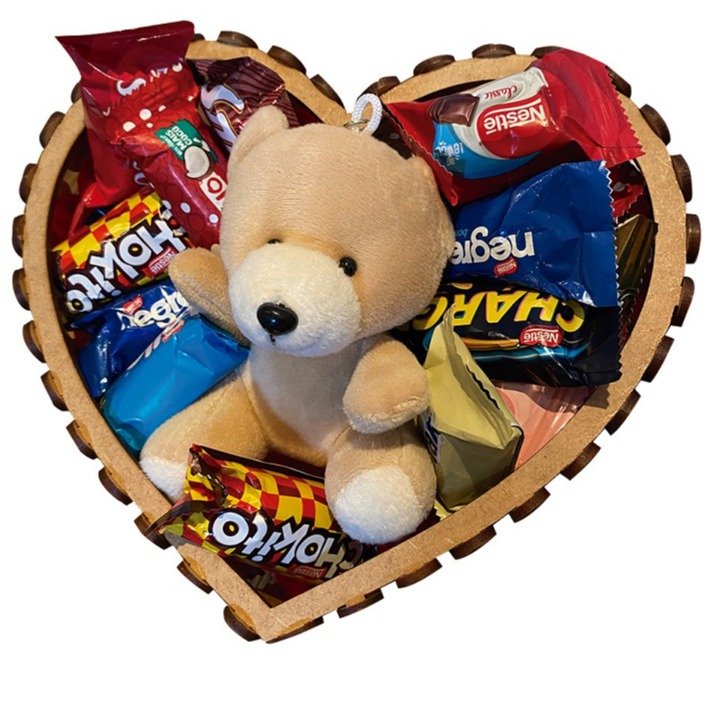 Chocolate basket with cheap teddy bear