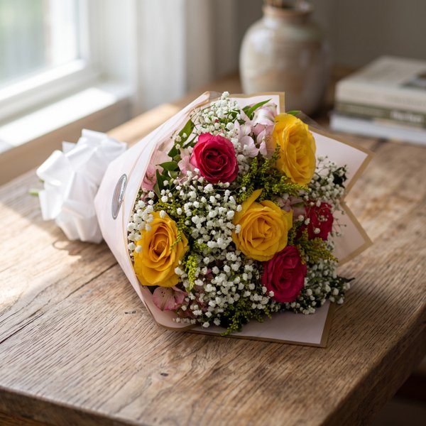 Buquê Meia Dúzia de Rosas Coloridas