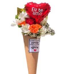 Imagem de Cone de Flores Com Balão