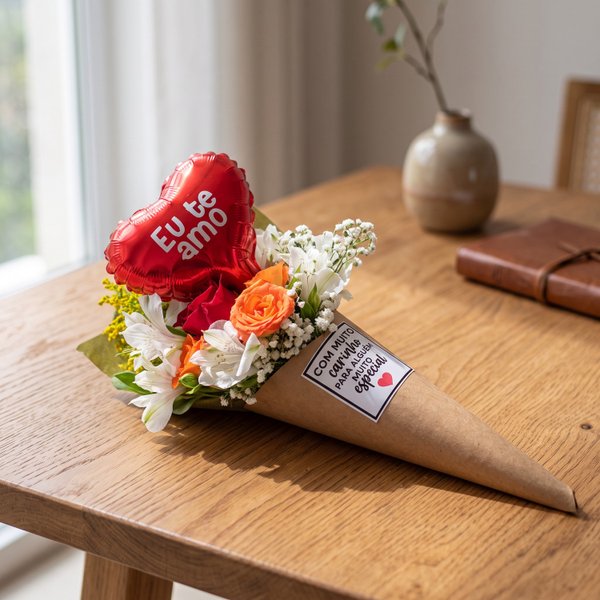 Cone de Flores Com Balão
