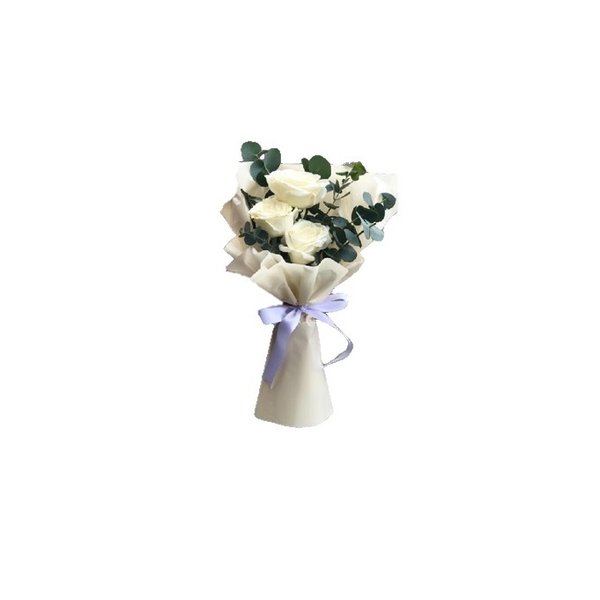 Buquê com 3 Rosas Brancas