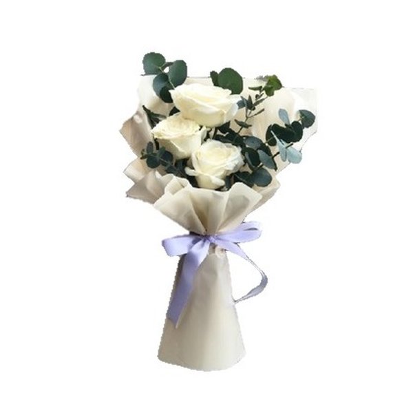 Buquê com 3 Rosas Brancas