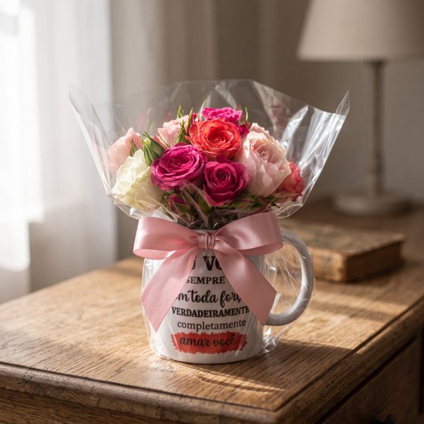 Caneca Floral  Amar Você