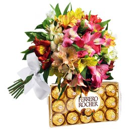 Imagem de Buquê de 12 Astromélias & Ferrero Rocher