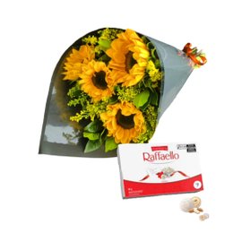 Imagem de Kit Ramalhete De 4 Girassóis & Rafaello