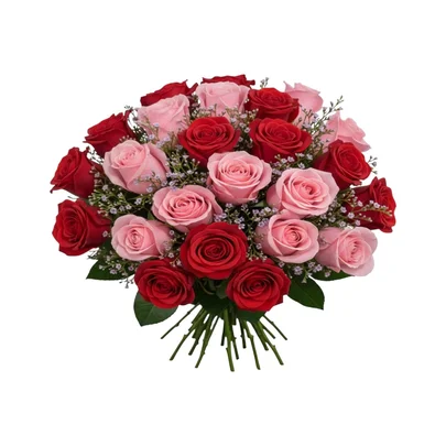 Buquê De 36 Rosas Vermelhas & Cor De Rosa