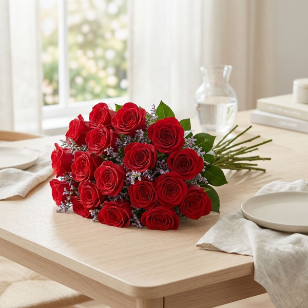 Buquê de 36 Rosas Vermelhas & Gypsophila