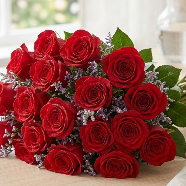 Buquê de 36 Rosas Vermelhas & Gypsophila