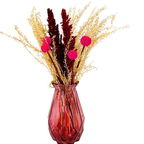 Vaso Rosa Pequeno Com Mutamba Desidratada
