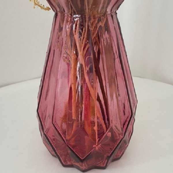 Vaso Rosa Pequeno Com Mutamba Desidratada