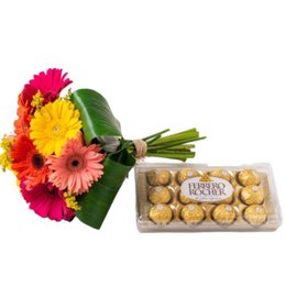 Imagem de Buquê Gerberas e Chocolate Ferrero Rocher