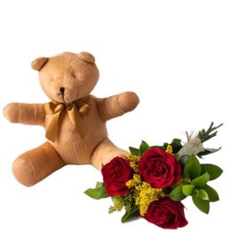 Imagem de Urso caramelo e rosas 