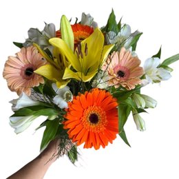 Imagem de Buquê com lírio amarelo com Gerberas 