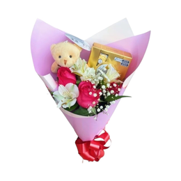 Imagem de Buquê de Rosas com Chocolate Ferrero