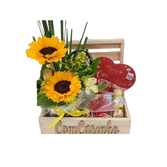 Cesta de Chocolate com Girassol