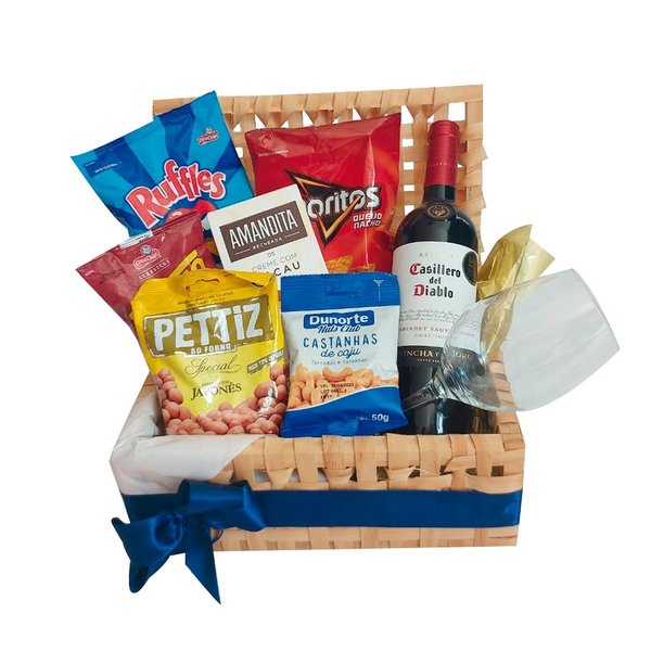 Cesta Happy Hour Vinho e Petiscos