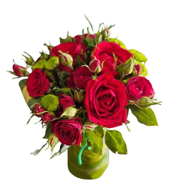 Arranjo Rosa e Mini Rosa Vermelha