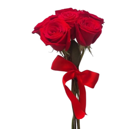 Imagem de Ramalhete 6 Rosas com Laço de Cetim
