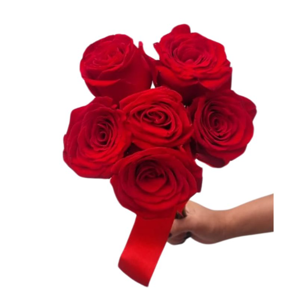 Ramalhete 6 Rosas com Laço de Cetim