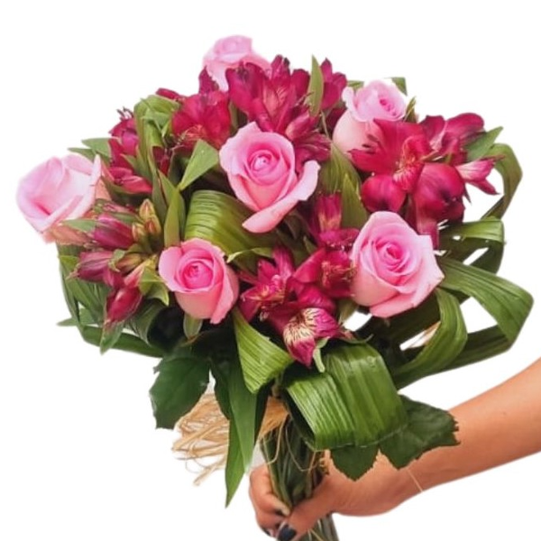 Buquê de 6 Rosas, 6 Astromélias