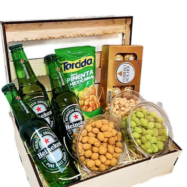 Cesta Cerveja Heineken Petiscos Chocolate 