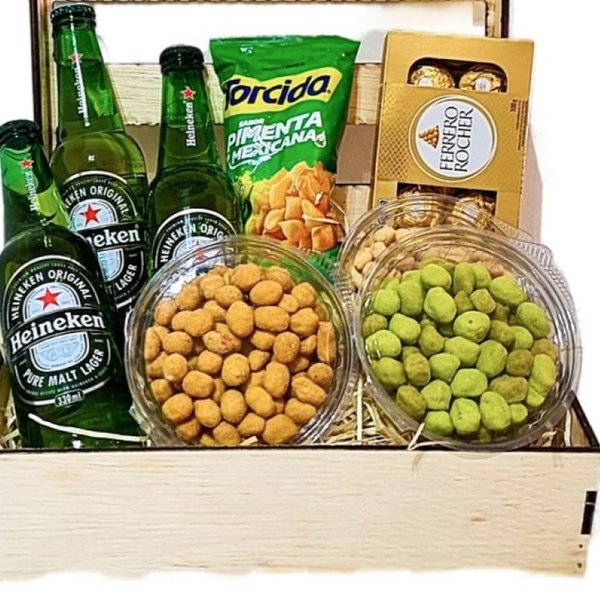 Cesta Cerveja Heineken Petiscos Chocolate 